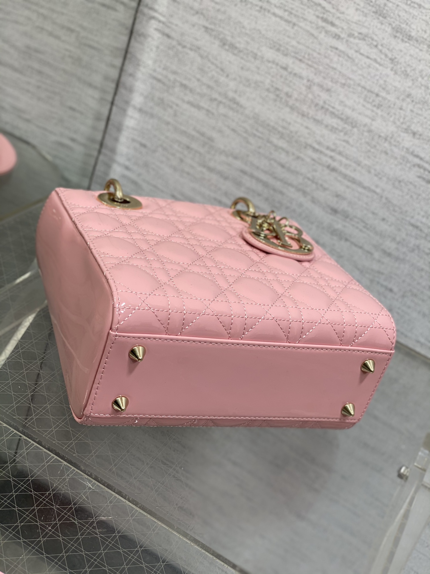 Small Lady Dior Bag Pink Patent Cannage Calfskin